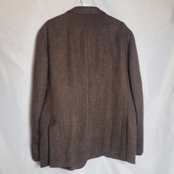 Lauren Ralph Lauren 100% Wool Brown Chevron 2 Button Blazer Suitcoat Size 46R - Picture 7 of 13